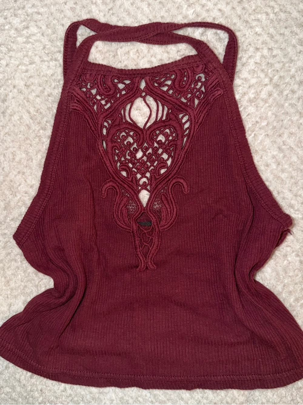Kendall & Kylie Burgundy Crochet Cutout Crop Top | Size S